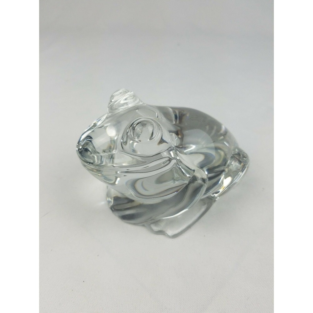 Vtg glass frog signed 1988 FM lead crystal paper‎ weight Austria office farm